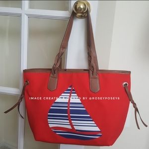Croft & Barrow Red Nautical Sailboat Tote NWT